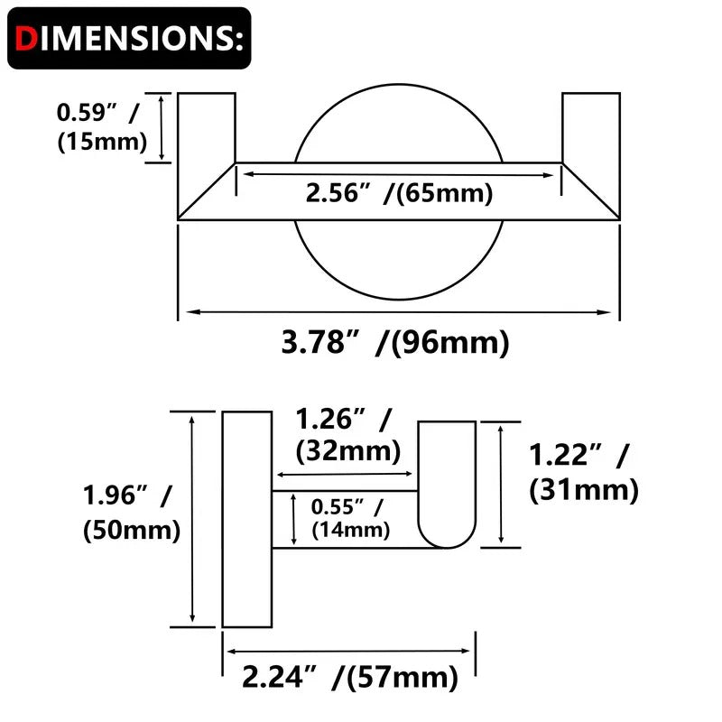 2pcs Heavy Duty Towel Hooks