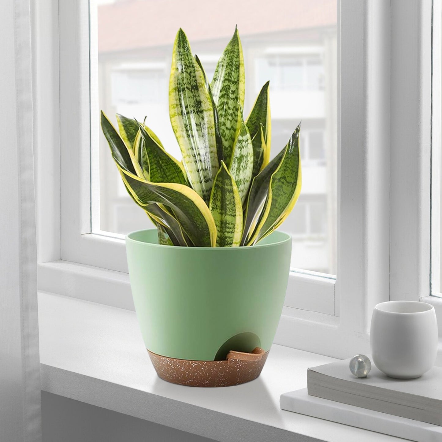 Set of 5 Self-Watering Plant Pots with Drainage