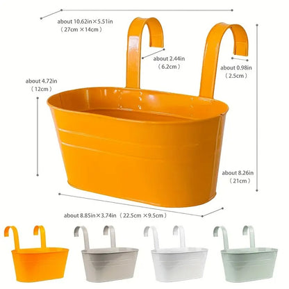 4PCS Oval Metal Hanging Flower Pot Set