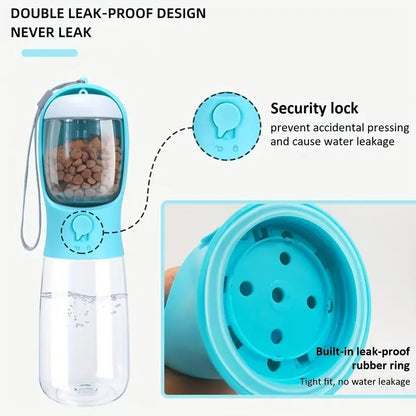 Portable Pet Water Bottle with Food Container