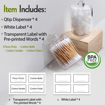 4 Pack Acrylic Qtip Holder