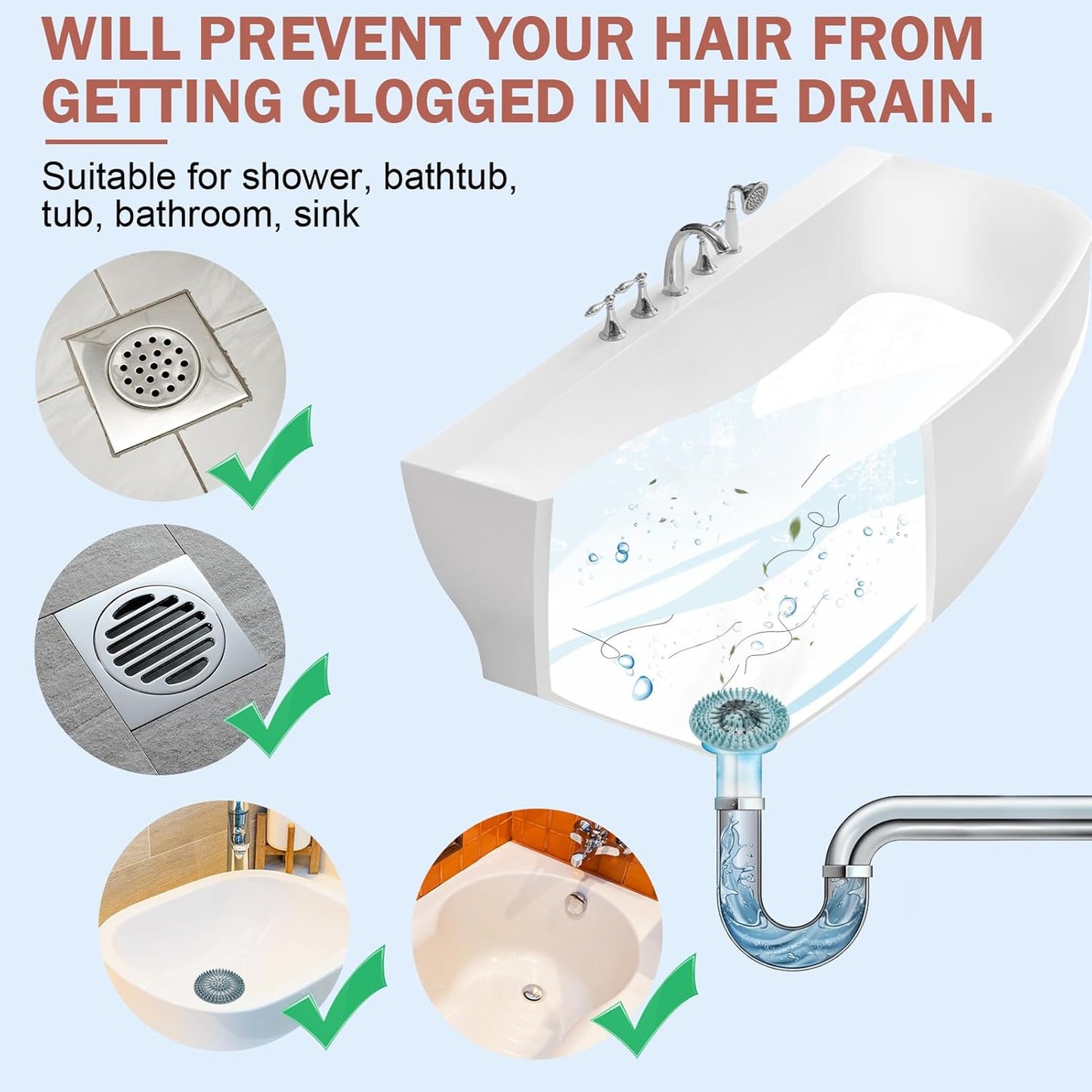 5 Pcs Hair Catcher Shower Drain Covers