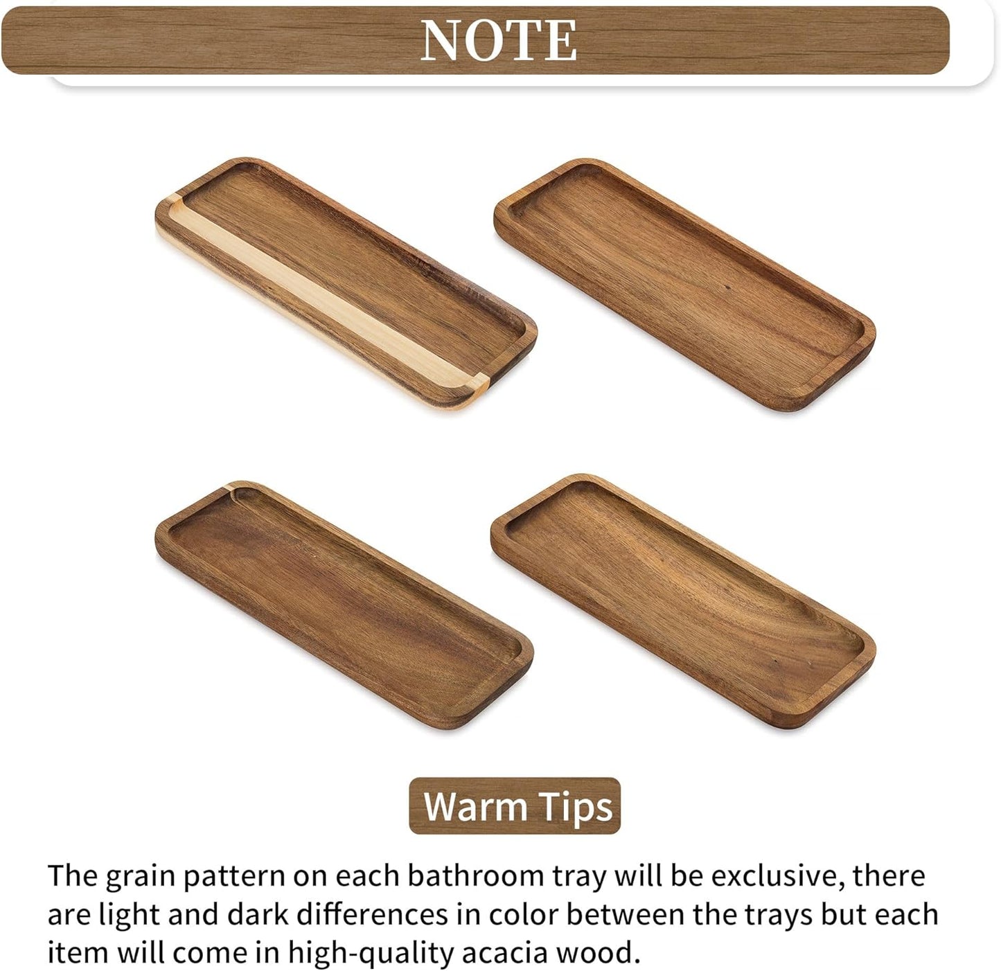 Set of 2 Wood Bathroom Storage Box with Vanity Display Tray