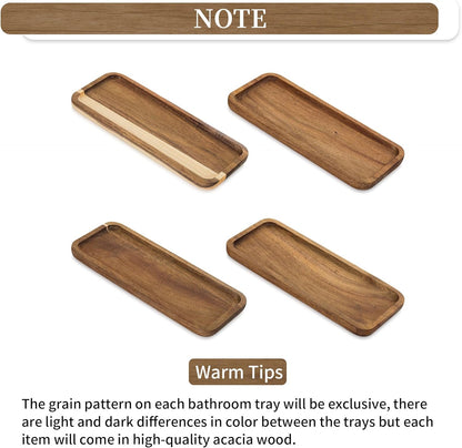 Set of 2 Wood Bathroom Storage Box with Vanity Display Tray