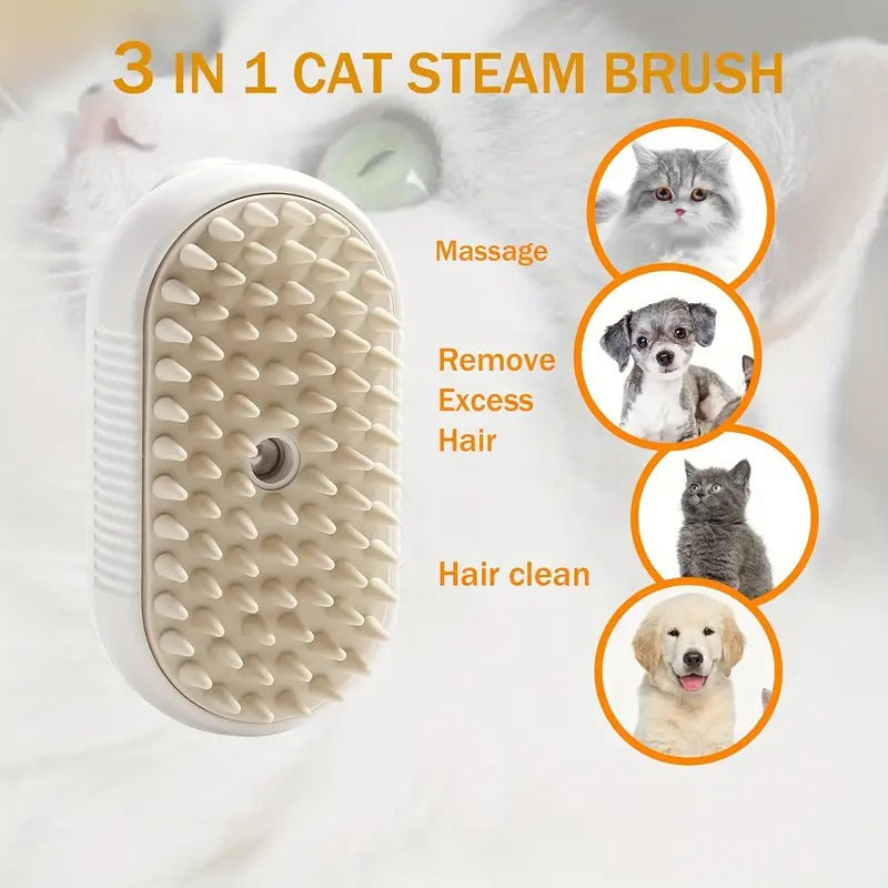 3-in-1 Pet Grooming Brush with Steam Function