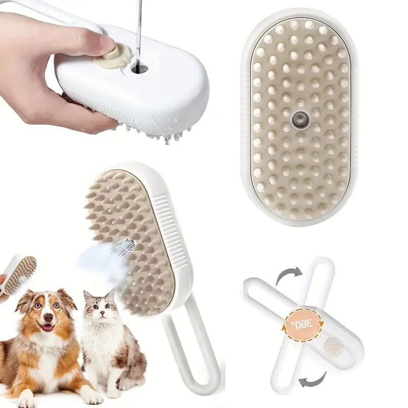 3-in-1 Pet Grooming Brush with Steam Function
