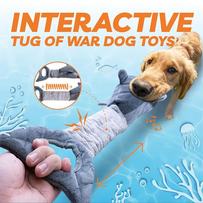 Grey Shark Plush Squeaky Dog Toy