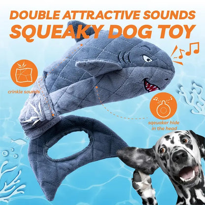 Grey Shark Plush Squeaky Dog Toy