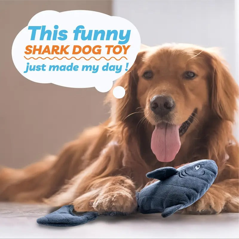 Grey Shark Plush Squeaky Dog Toy